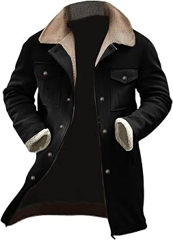 Eynuo Western Jackets for Men Vintage Cowboy Suede Jacket Plush